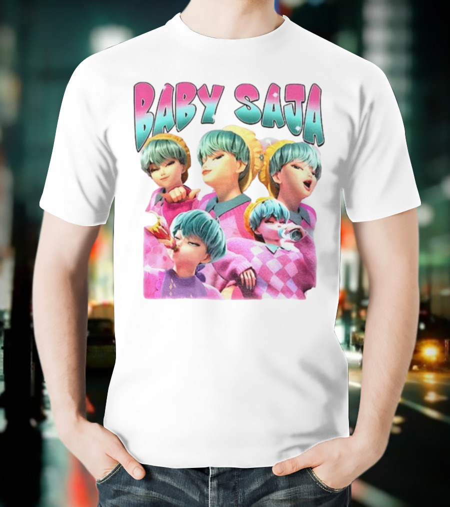 Baby Saja Drinking Soda Cool Anime Character Theme T-Shirt