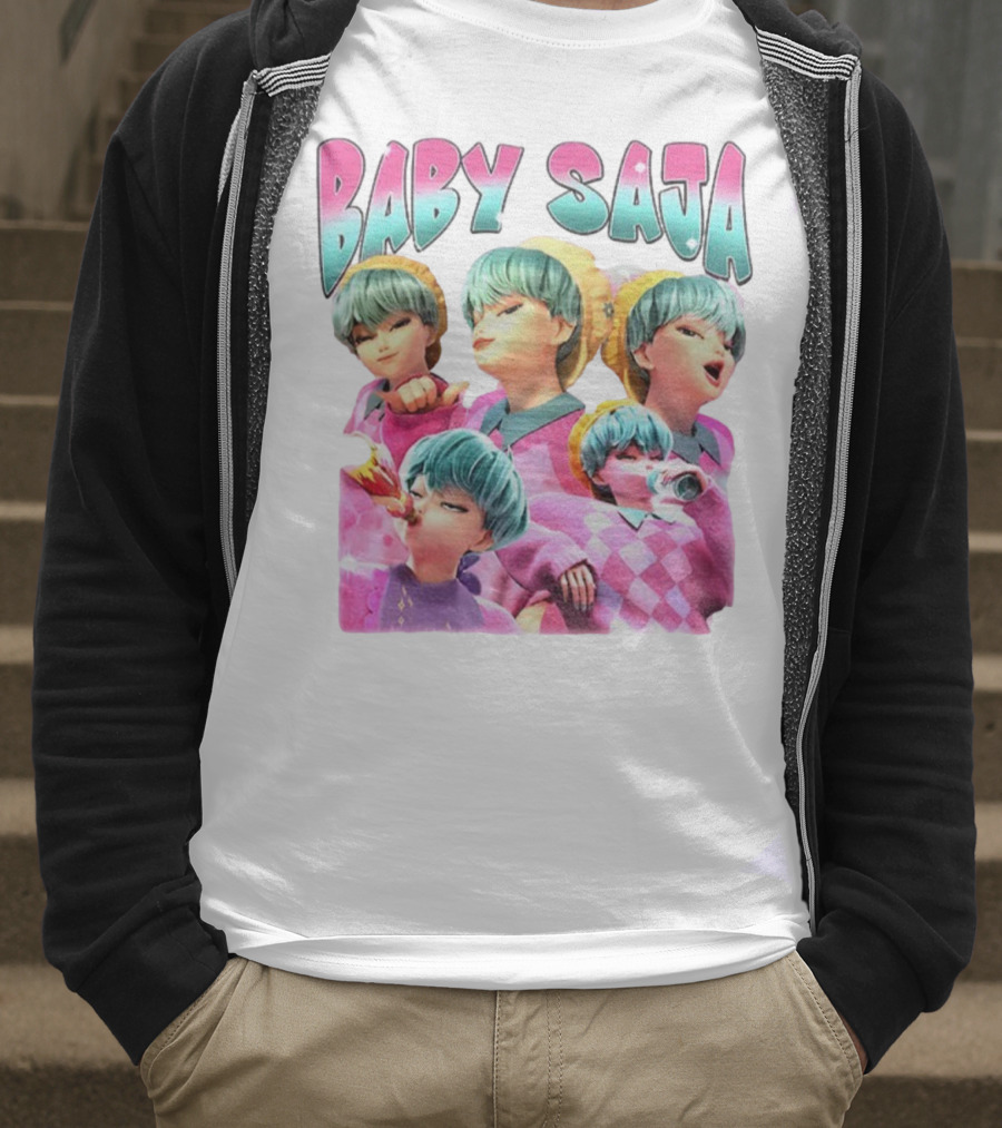 Baby Saja Drinking Soda Cool Anime Character Theme T-Shirt
