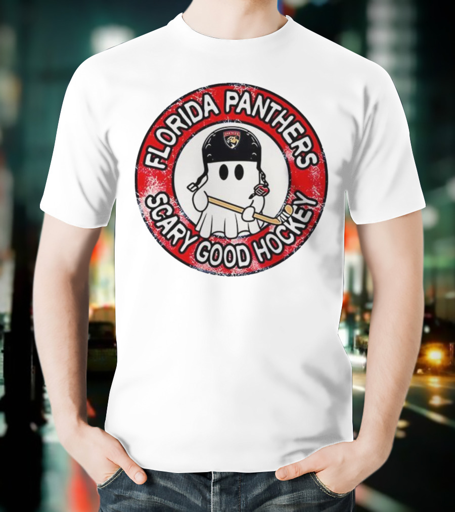 Florida Panthers Scary Good Hockey Ghost With Stick And Helmet T-Shirt