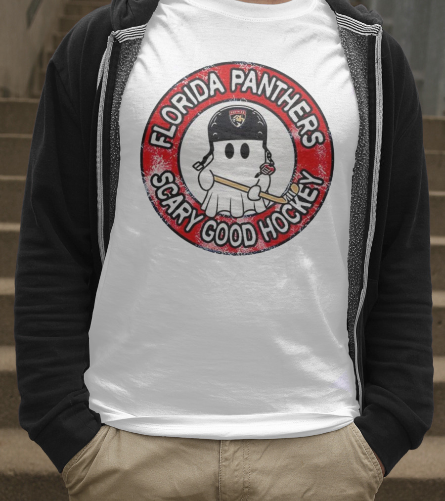 Florida Panthers Scary Good Hockey Ghost With Stick And Helmet T-Shirt
