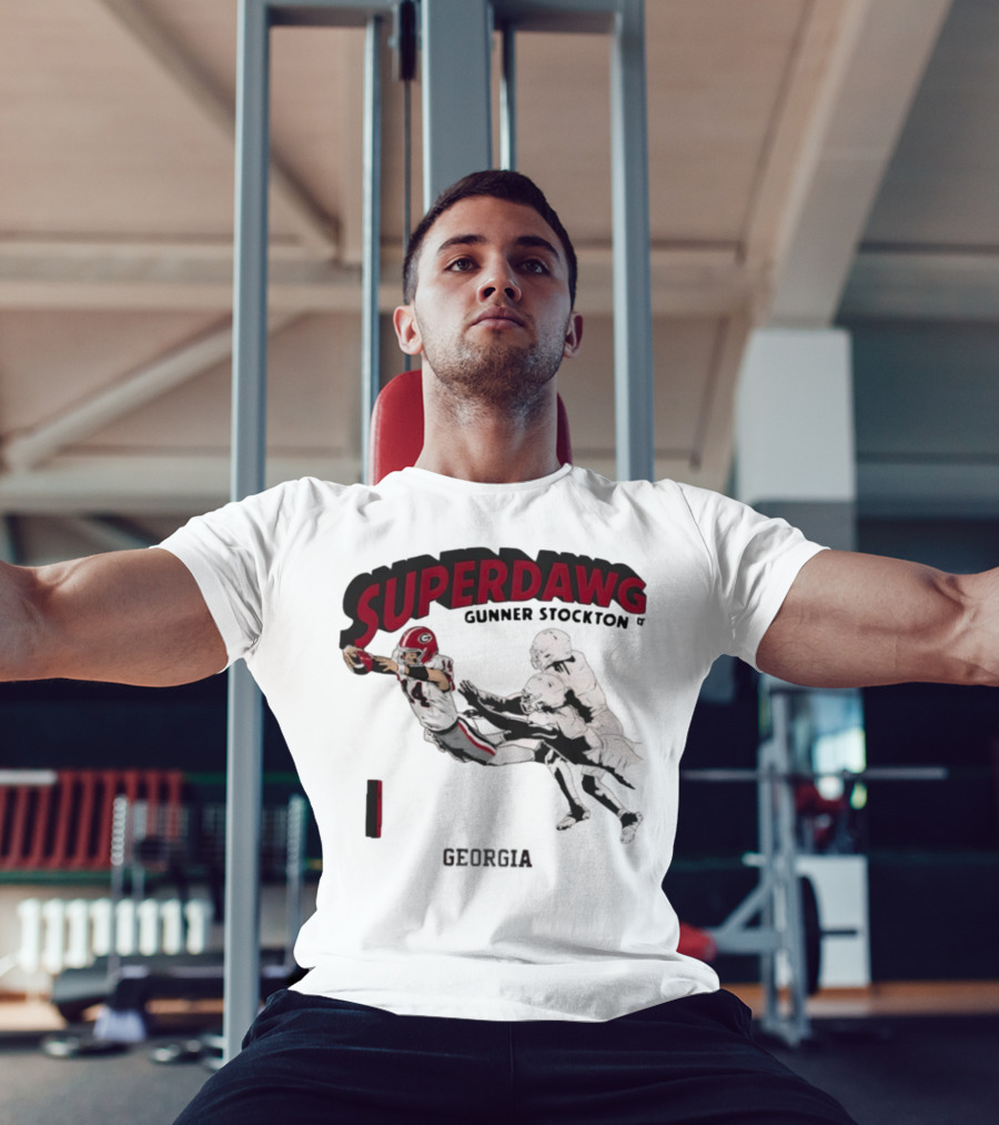 SuperDawg Gunner Stockton Georgia Football Player Action T-Shirt