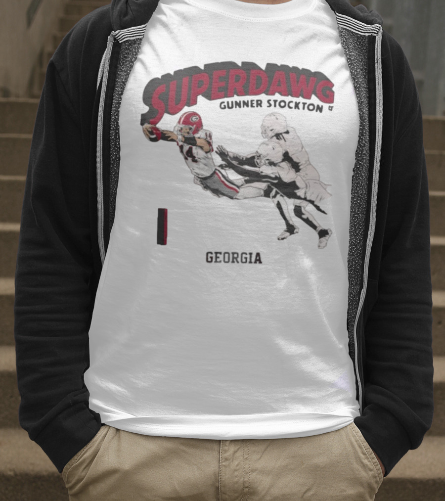 SuperDawg Gunner Stockton Georgia Football Player Action T-Shirt