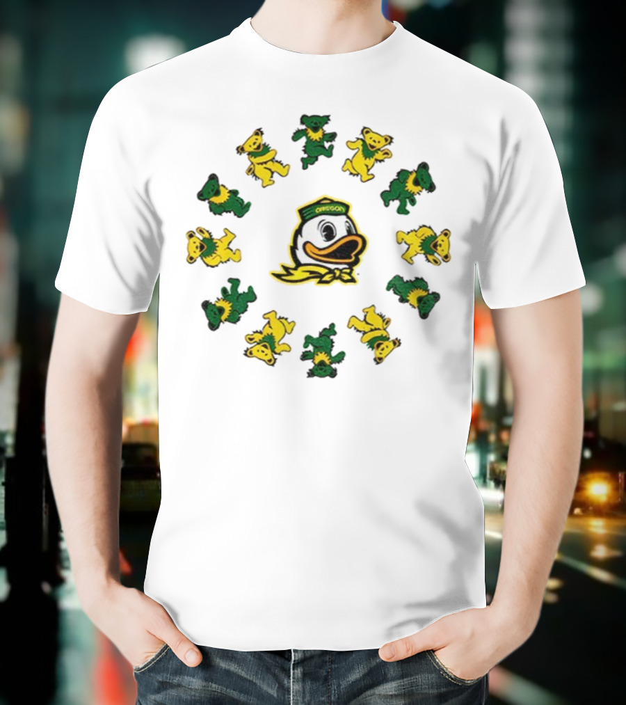 Oregon Ducks Grateful Dead Dancing Bears Circle T-Shirt
