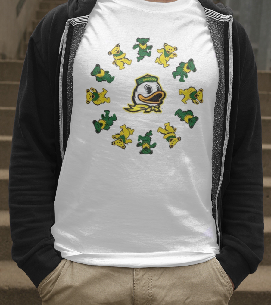 Oregon Ducks Grateful Dead Dancing Bears Circle T-Shirt