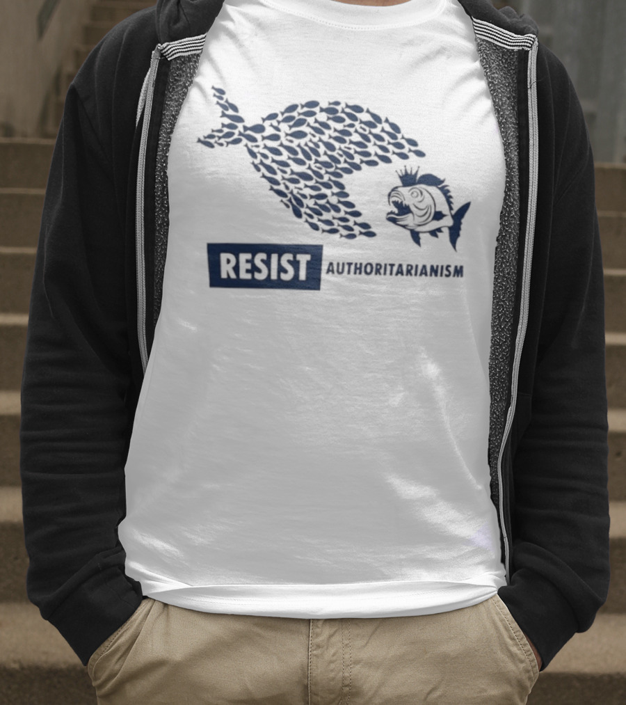 Resist Authoritarianism Fish Collective Overcoming Oppression T-Shirt