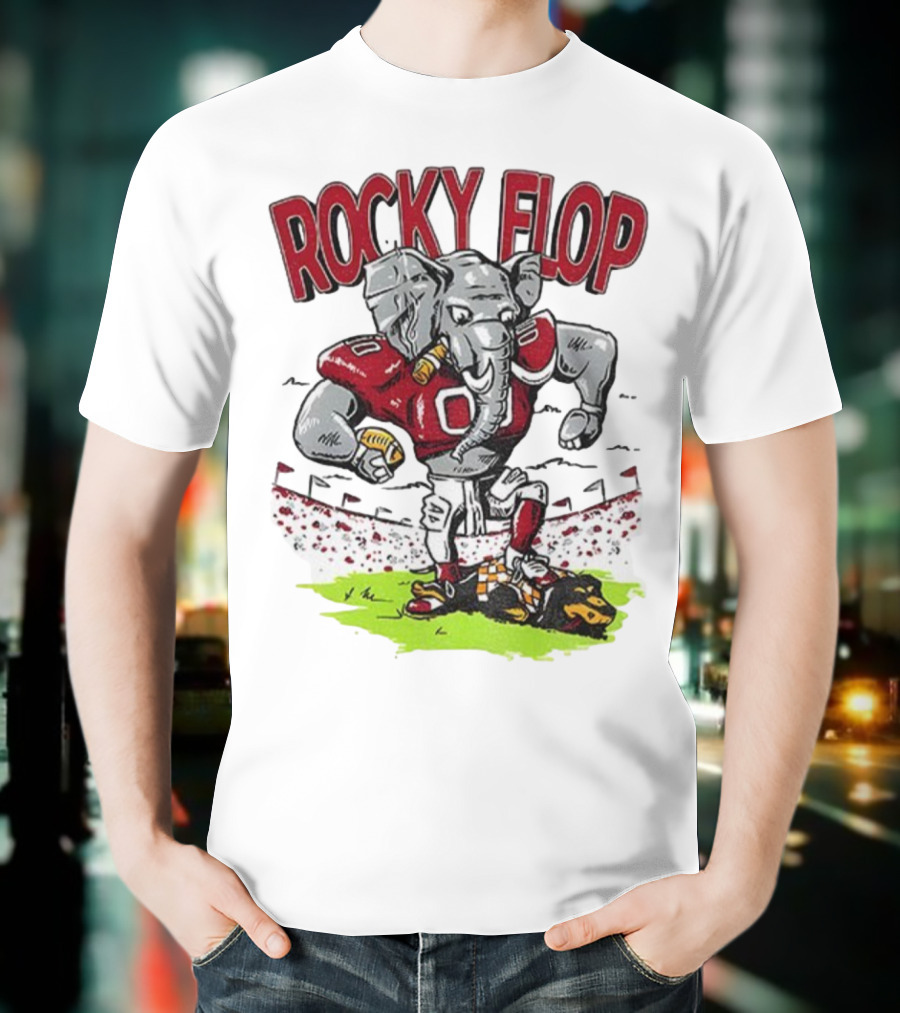 Rocky Flop Alabama Crimson Tide Football Elephant Dominating Georgia Bulldogs T-Shirt