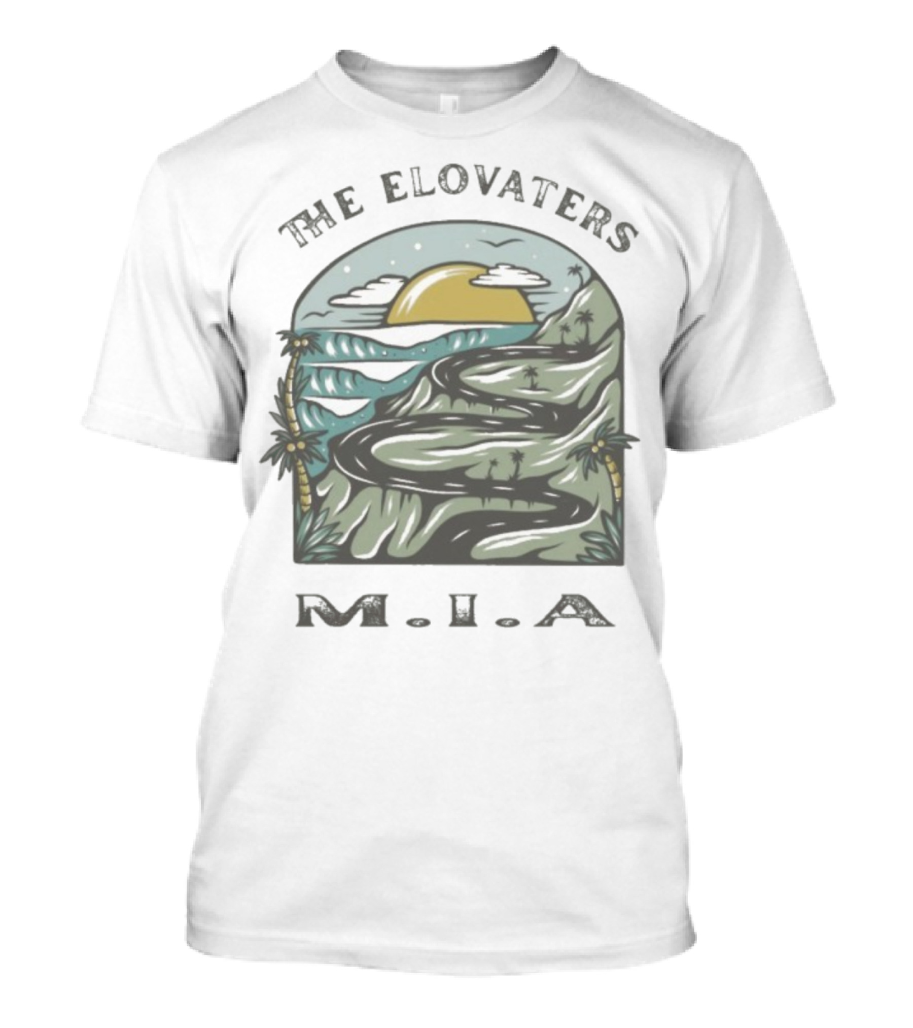 The Elovaters MIA Beach Road Sunset Illustration T-Shirt