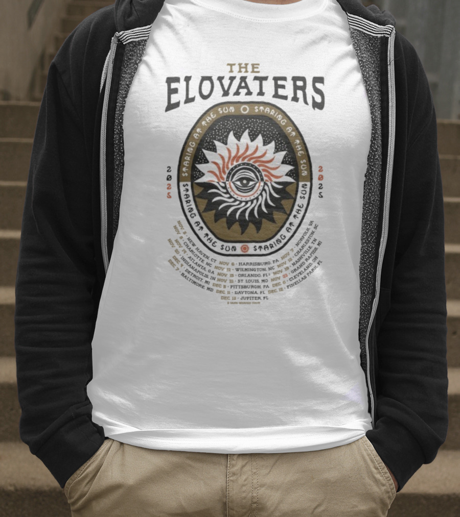 The Elovaters Staring At The Sun 2025 Tour Dates And Eye Sun Graphic Elements T-Shirt