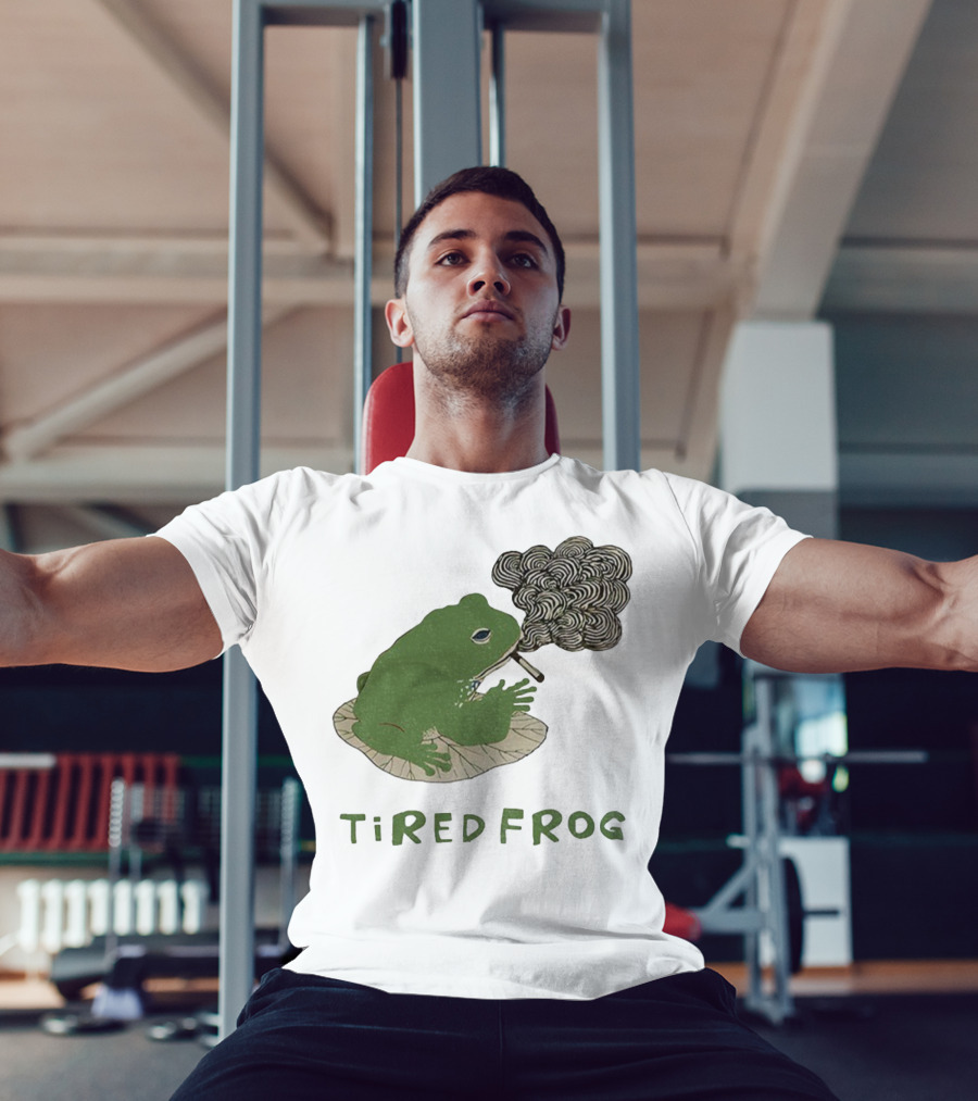 Tired Frog Smoking Meme Japanese Style Smoking Frog T-Shirt