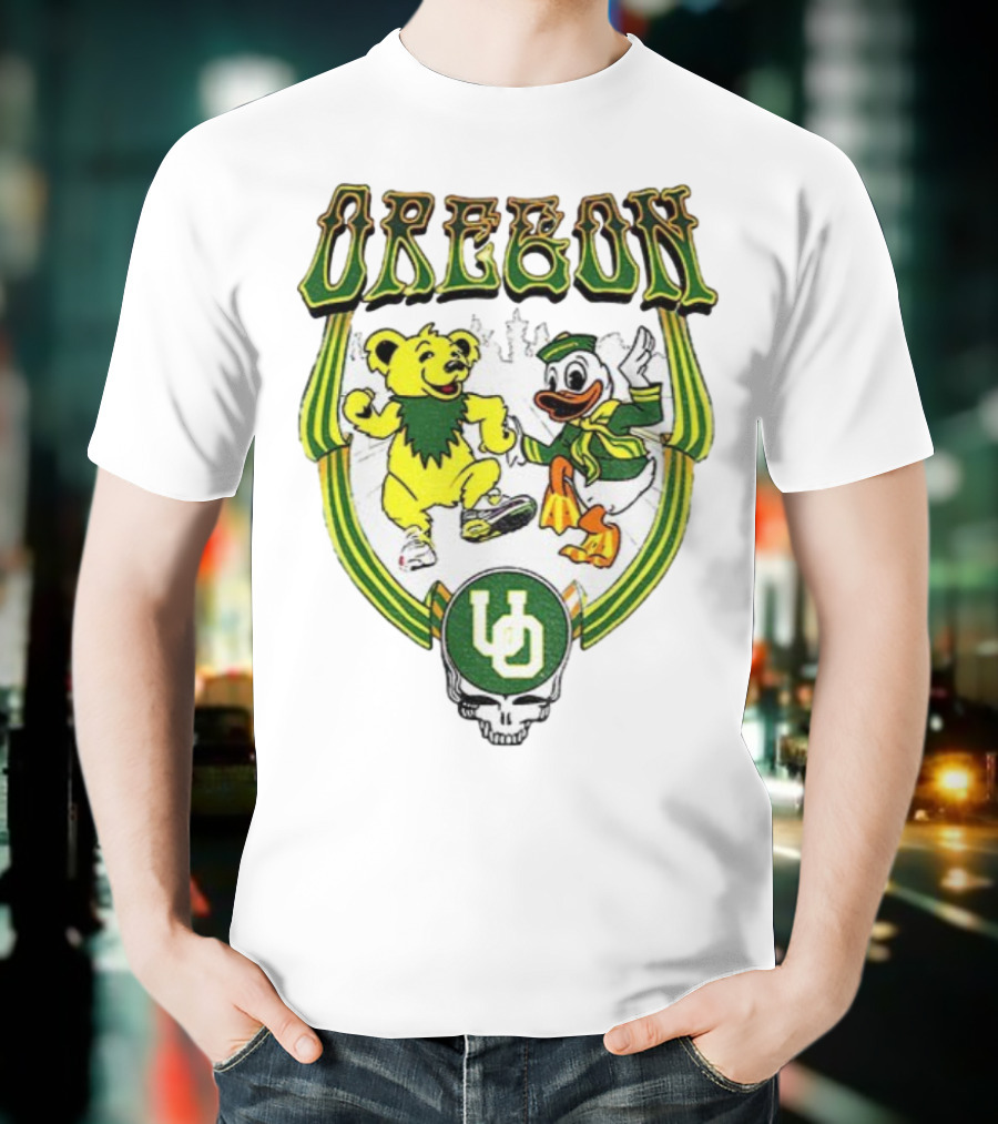 Oregon Ducks Grateful Dead Dancing Bear X Donald Duck Collaboration T-Shirt
