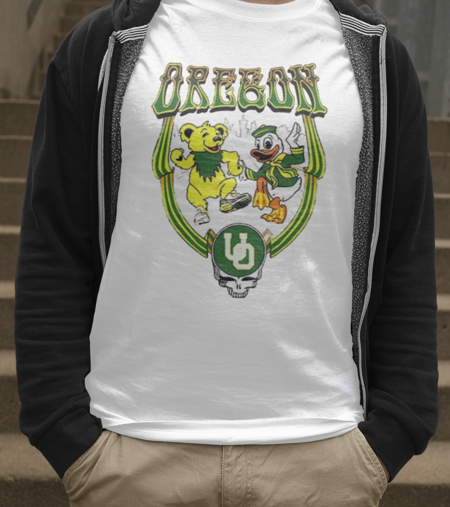 Oregon Ducks Grateful Dead Dancing Bear X Donald Duck Collaboration T-Shirt