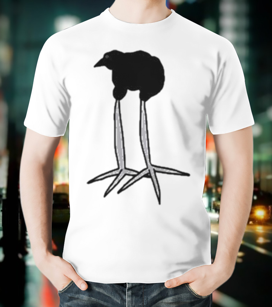Zasha Charcoal Raven Bird Long Legs T-Shirt
