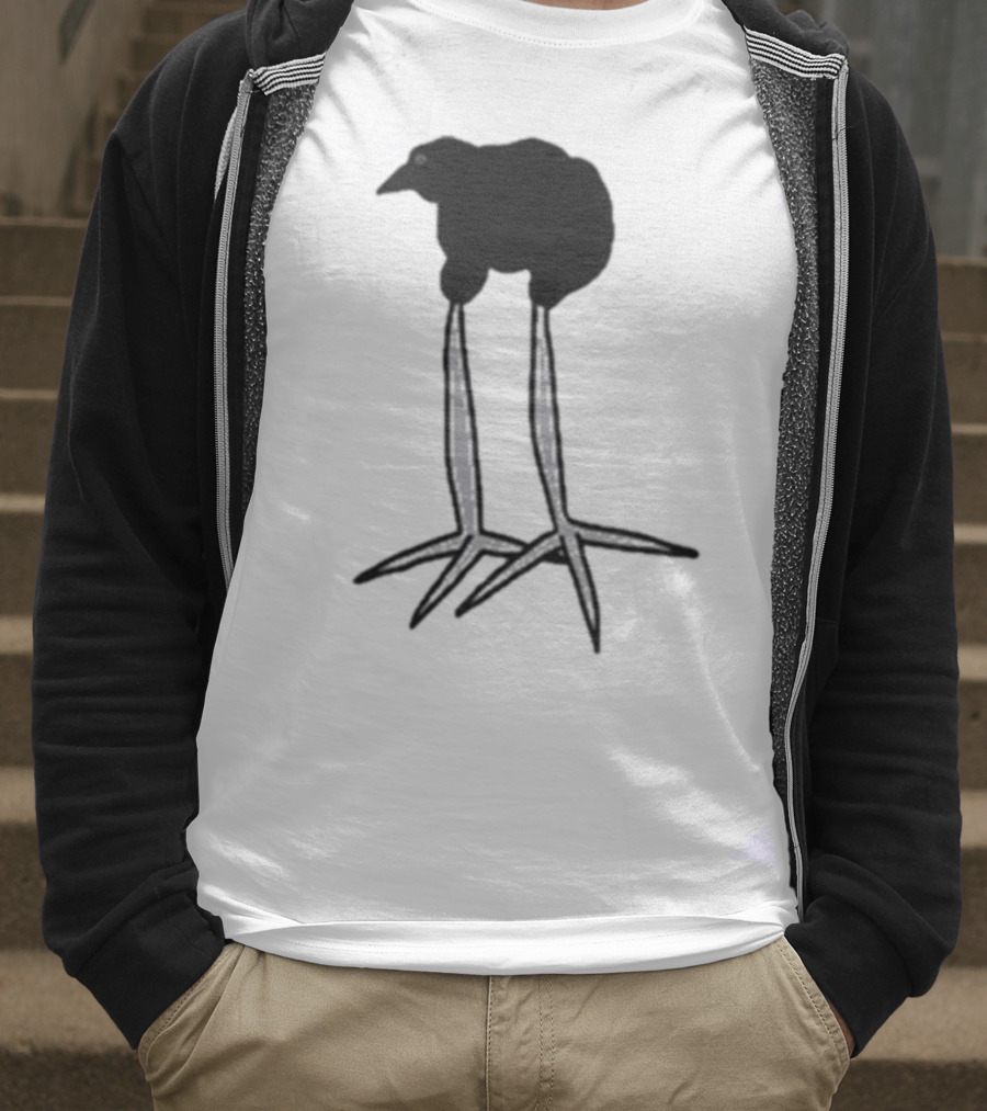 Zasha Charcoal Raven Bird Long Legs T-Shirt