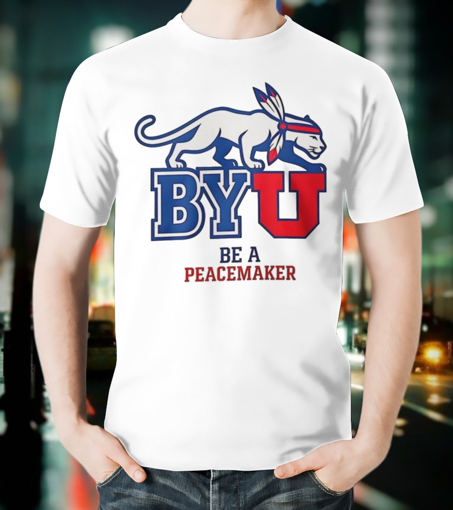 BYU Be A Peacemaker Cougar Logo T-Shirt