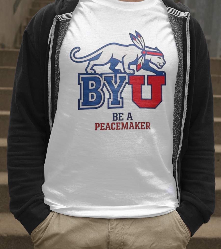 BYU Be A Peacemaker Cougar Logo T-Shirt