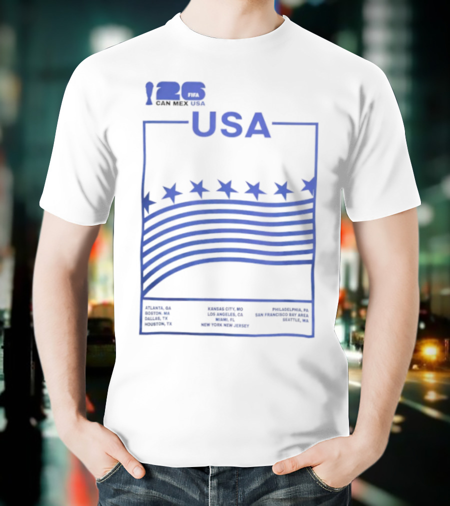 FIFA World Cup 2026 Host USA CAN MEX Stars Flags T-Shirt
