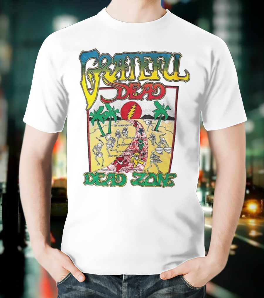 Grateful Dead Skeleton Dead Zone With Desert Scene And Dates T-Shirt