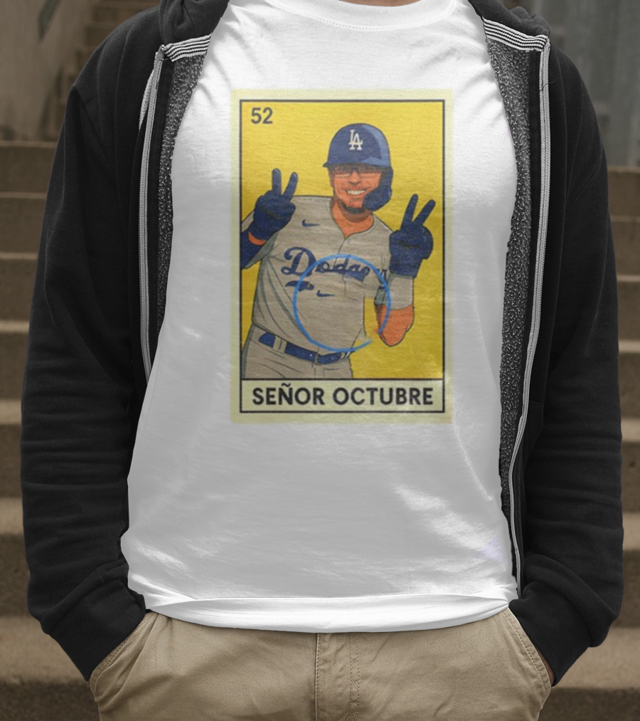 Señor Octubre Los Angeles Dodgers Kike Hernandez 52 MLB Baseball Card T-Shirt