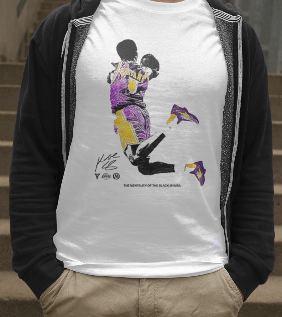 Los Angeles Lakers Kobe Bryant Black Mamba Mentality Purple Gold Signature 8 T-Shirt