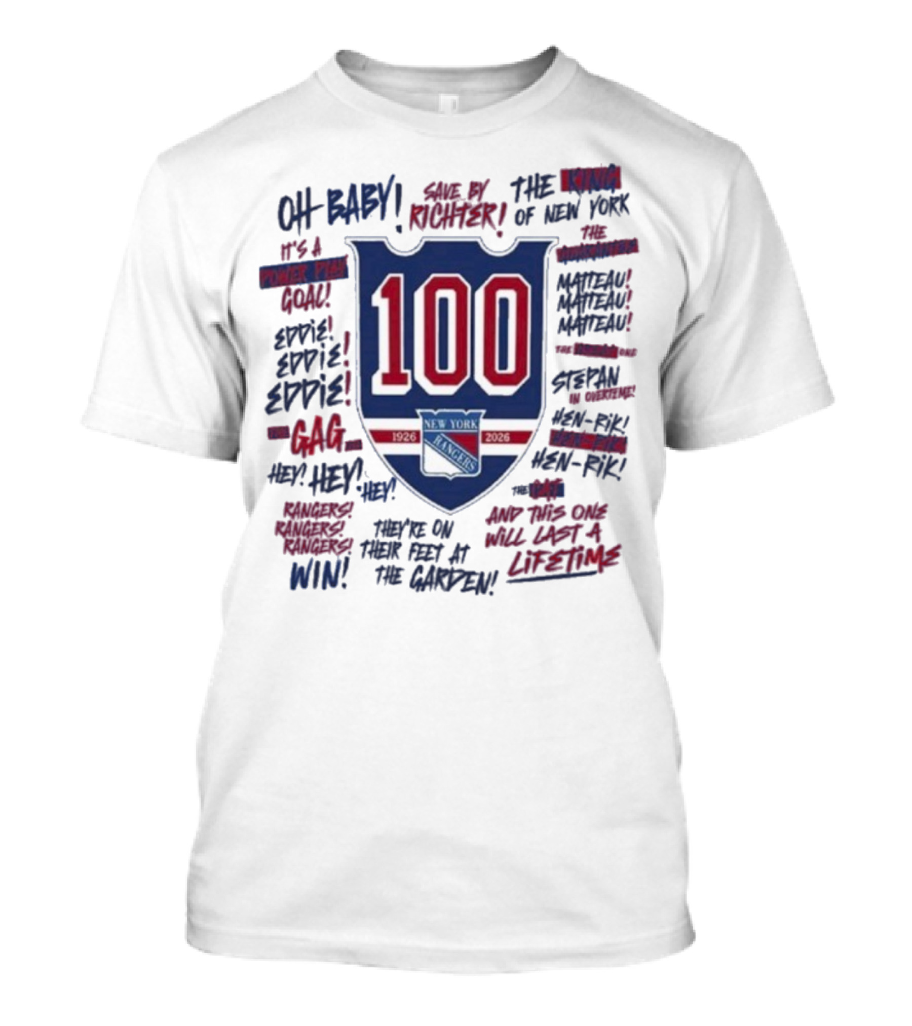 New York Rangers We Bleed Blue Centennial 100th Anniversary 1926-2026 NY Hockey Heritage T-Shirt