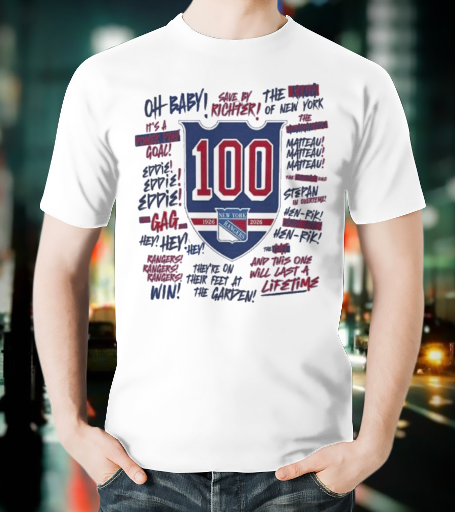 New York Rangers We Bleed Blue Centennial 100th Anniversary 1926-2026 NY Hockey Heritage T-Shirt