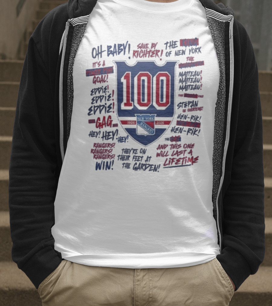 New York Rangers We Bleed Blue Centennial 100th Anniversary 1926-2026 NY Hockey Heritage T-Shirt