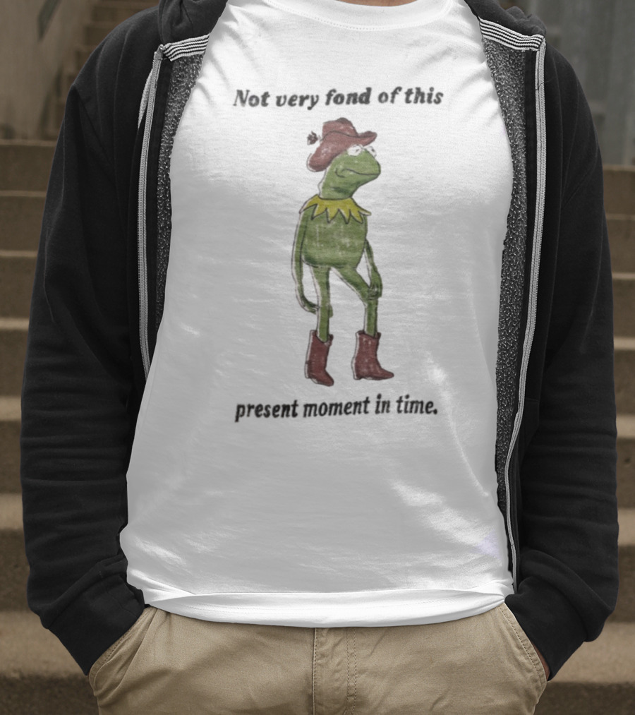 Not Very Fond Of This Present Moment In Time Frog Cowboy Boots Hat T-Shirt