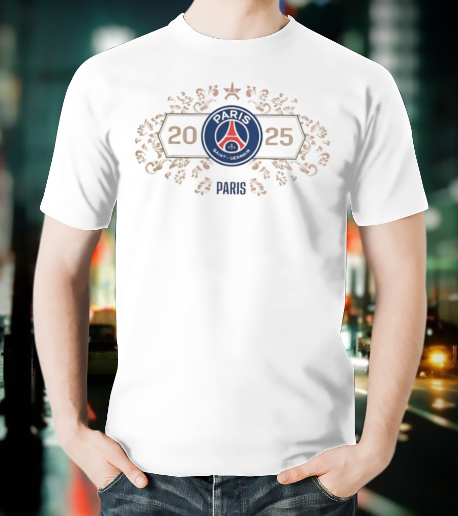 Paris Saint-Germain 2025 Champions D’Europe Team Iconic Season T-Shirt