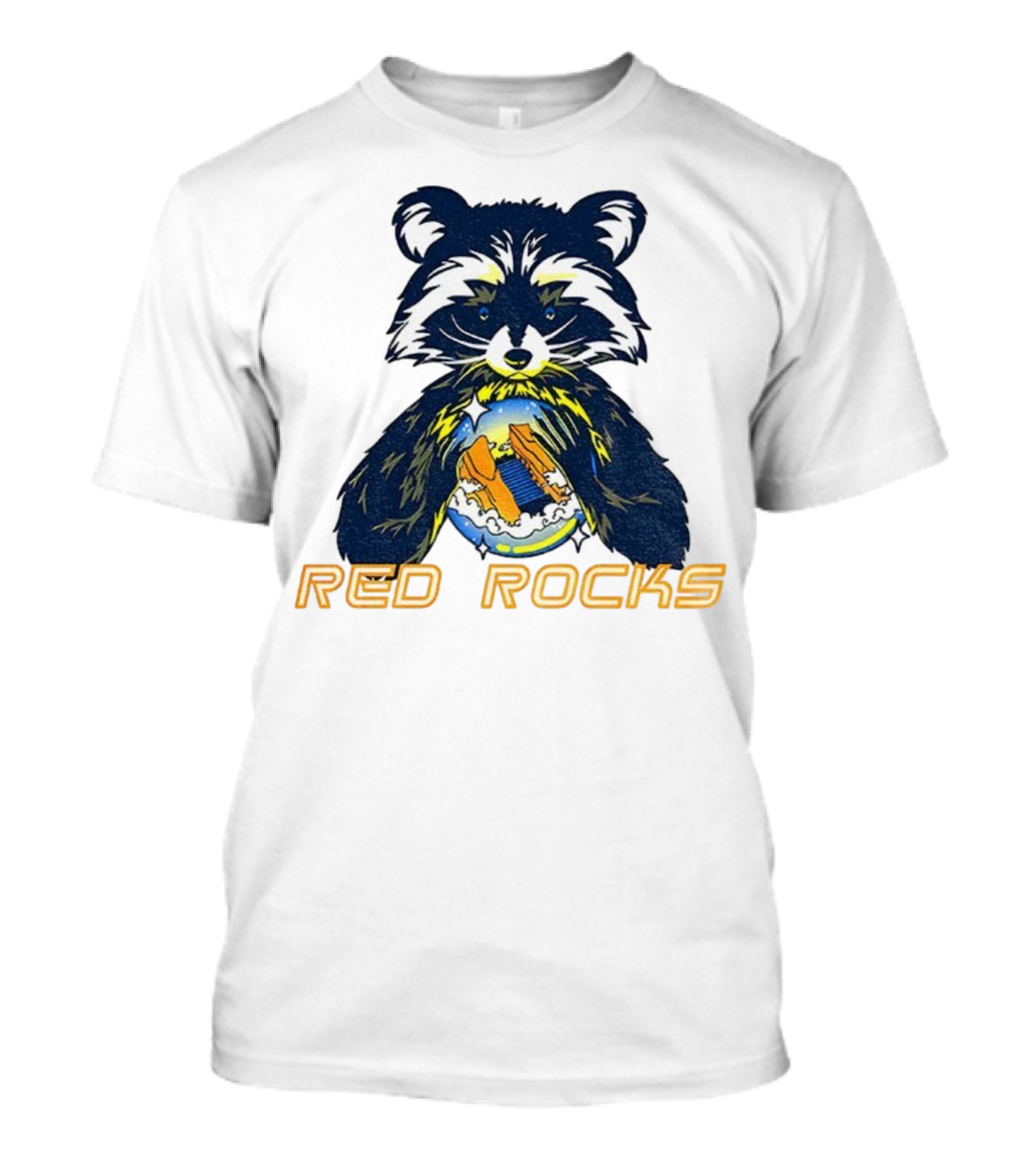 Red Rocks Raccoon Crystal Ball Graphic Tee T-Shirt