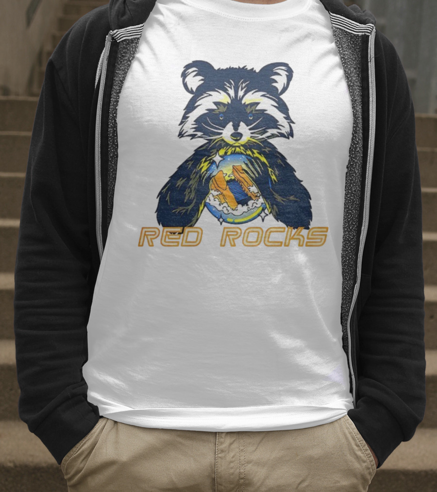 Red Rocks Raccoon Crystal Ball Graphic Tee T-Shirt