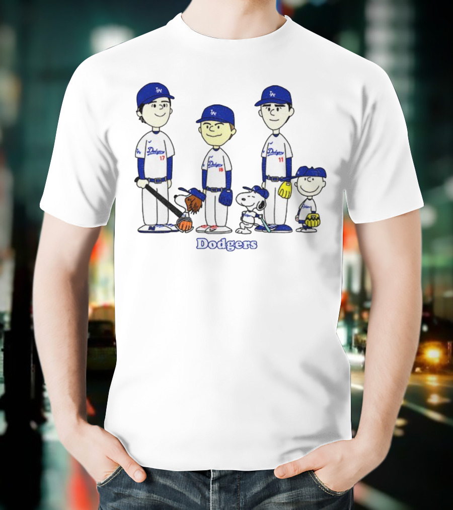 Dodgers Snoopy Peanuts Yoshinobu Yamamoto Shohei Ohtani Tommy Edman MLB Baseball T-Shirt