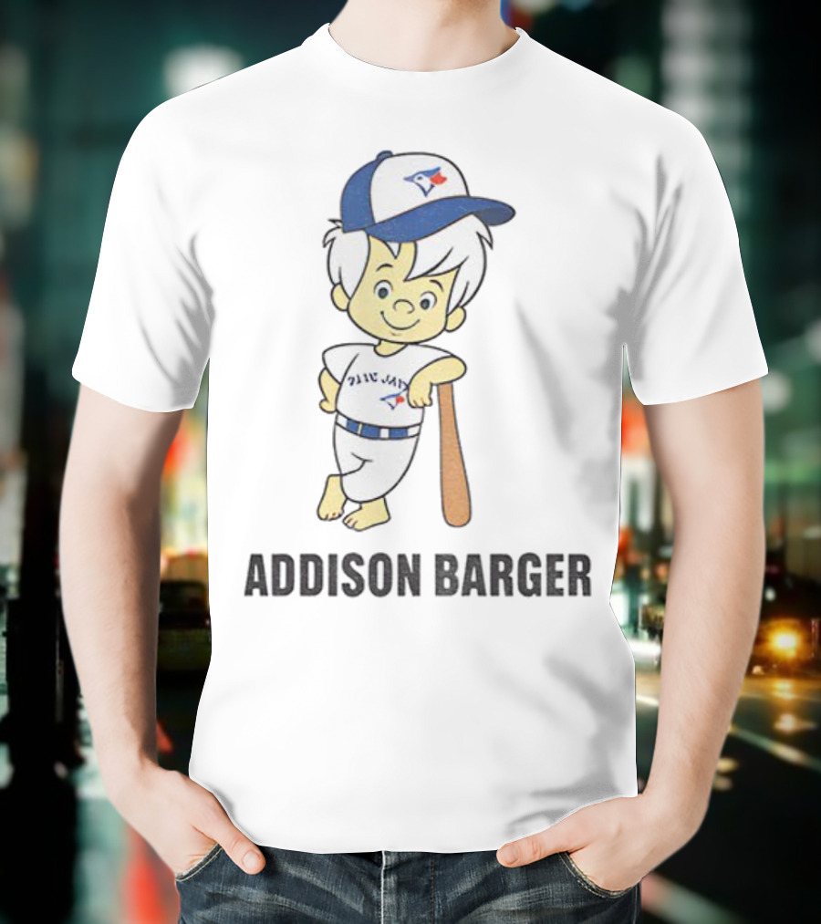 Toronto Blue Jays Addison Barger Illustration With Bat And Cap T-Shirt