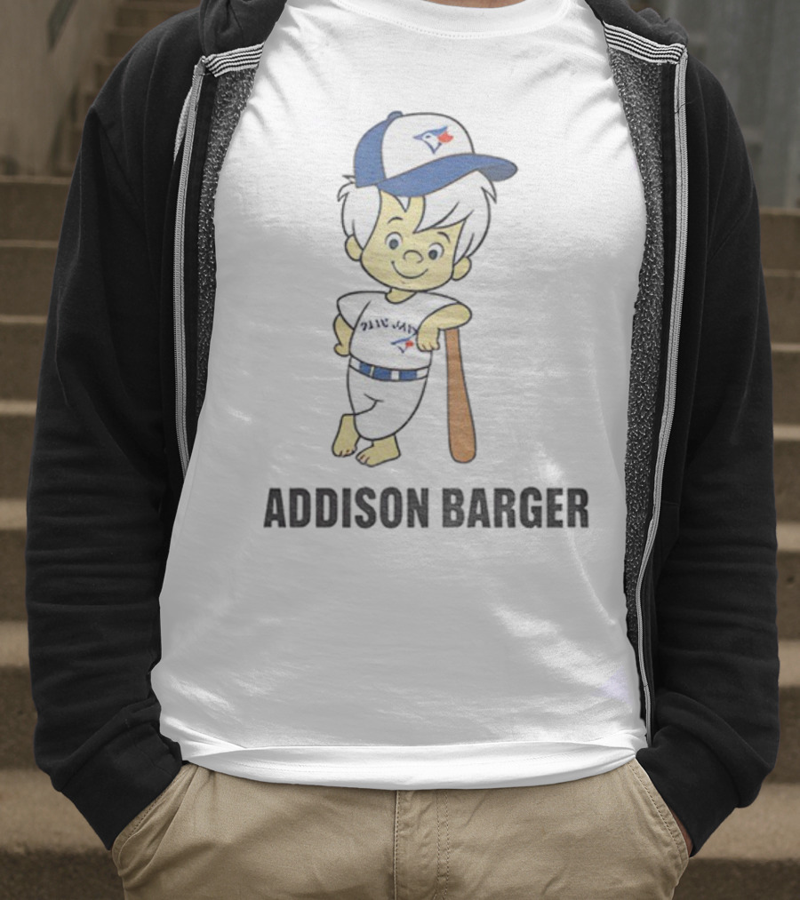 Toronto Blue Jays Addison Barger Illustration With Bat And Cap T-Shirt