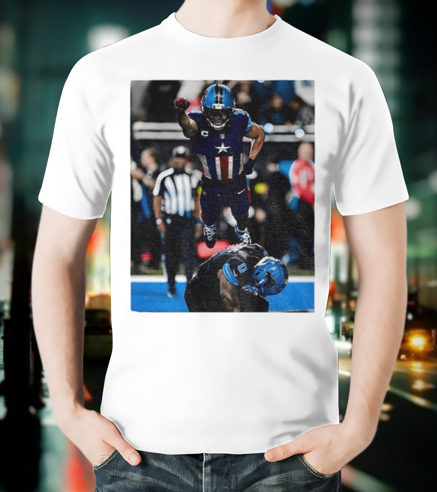 Detroit Lions Amon Ra St Brown Jahmyr Gibbs Captain America Spider-Man NFL Football T-Shirt