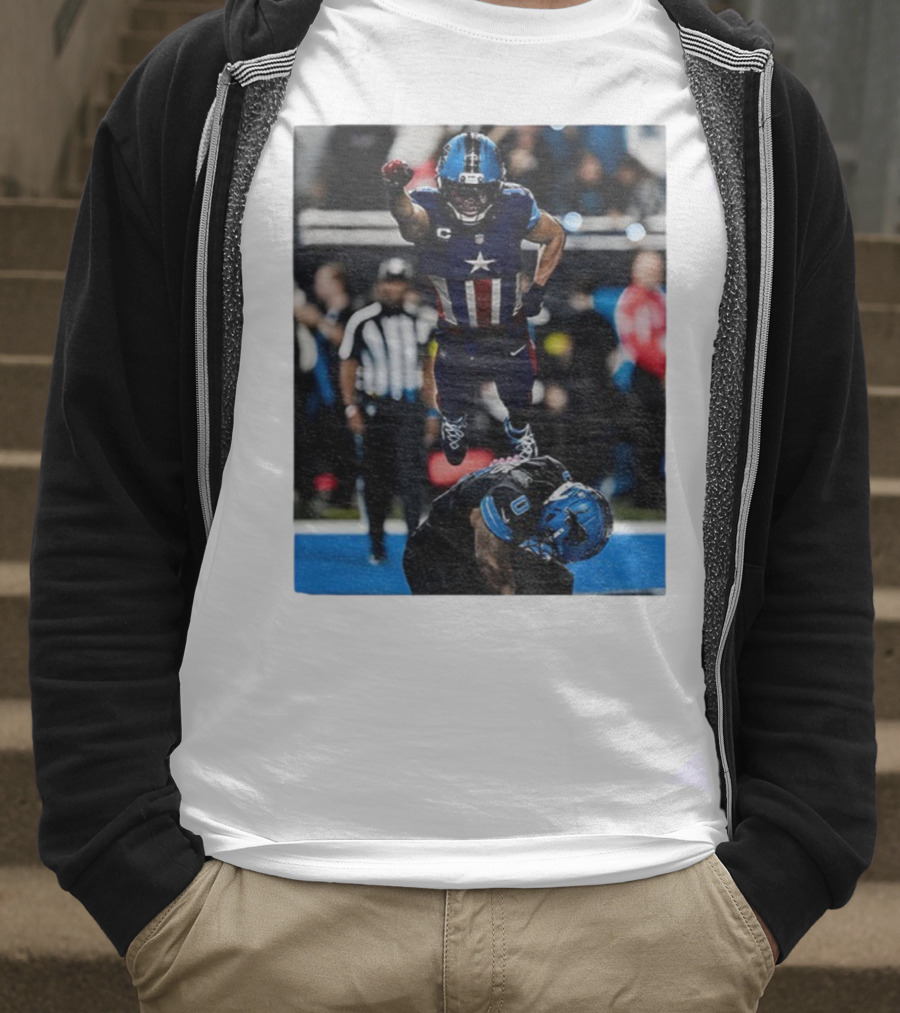 Detroit Lions Amon Ra St Brown Jahmyr Gibbs Captain America Spider-Man NFL Football T-Shirt