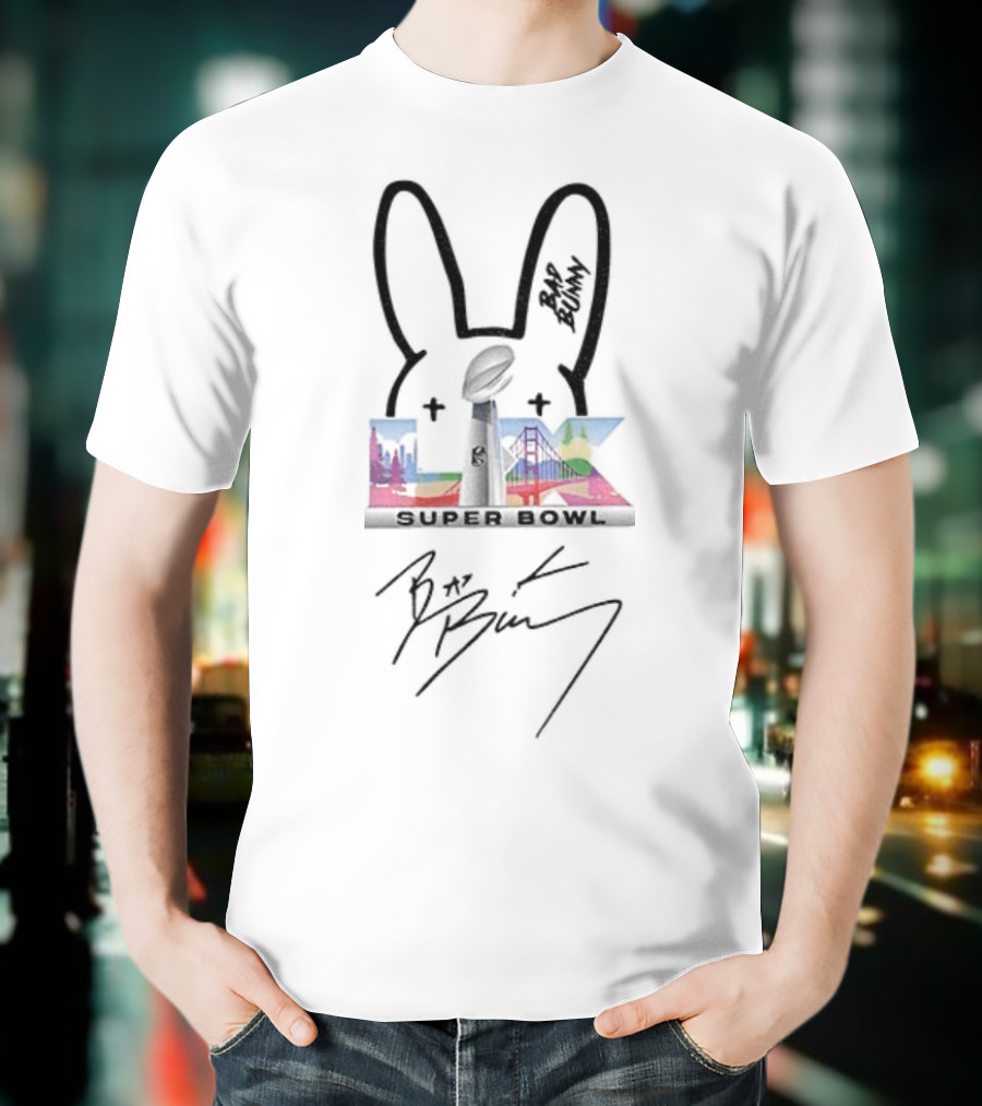Benito Bowl Bad Bunny Puerto Rico Music Bunny Ears San Francisco Bridge Signature T-Shirt
