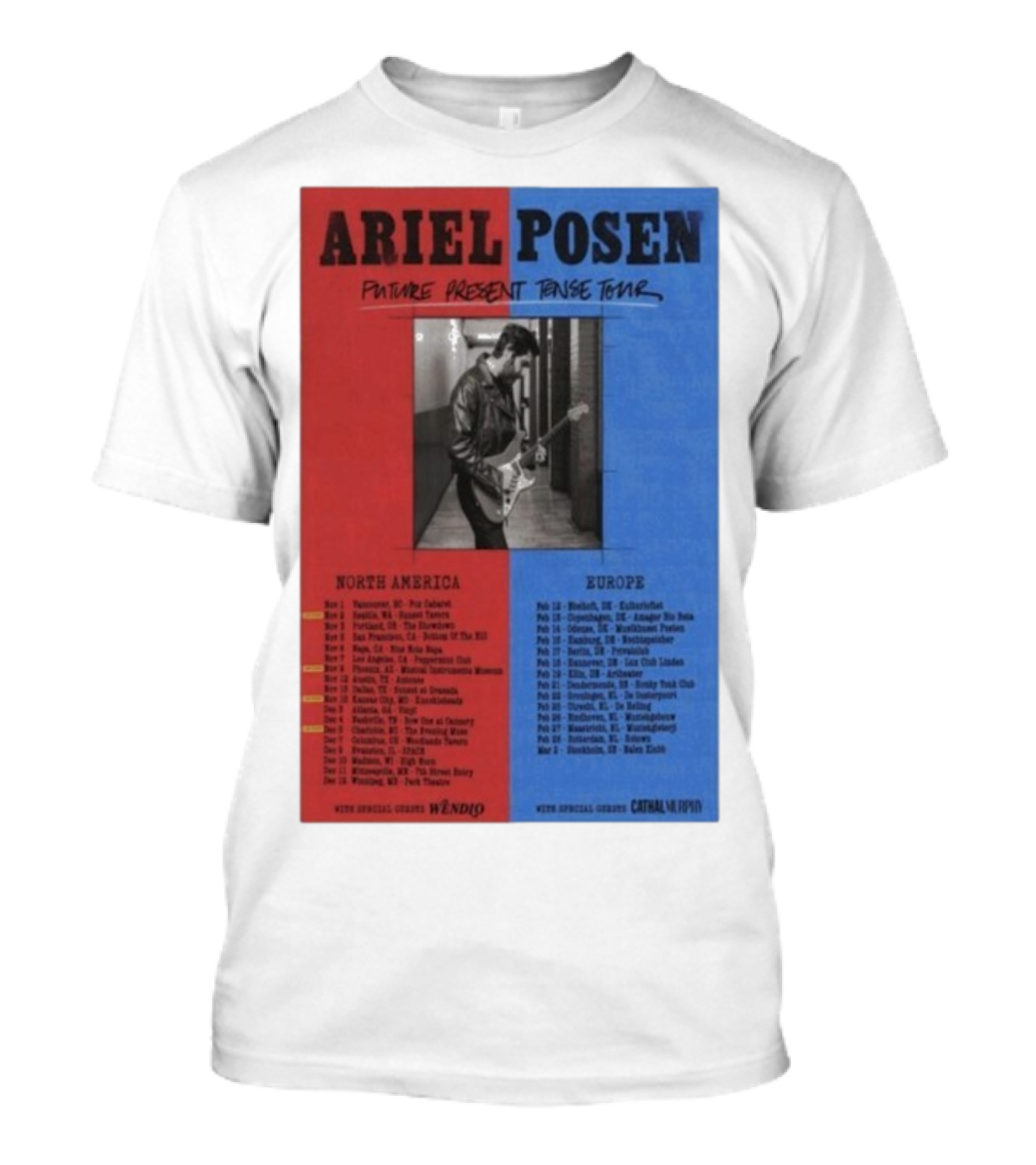Ariel Posen Future Present Tense Tour North America Europe 2025 2026 Special Guests Wendigo Cathal Murphy T-Shirt