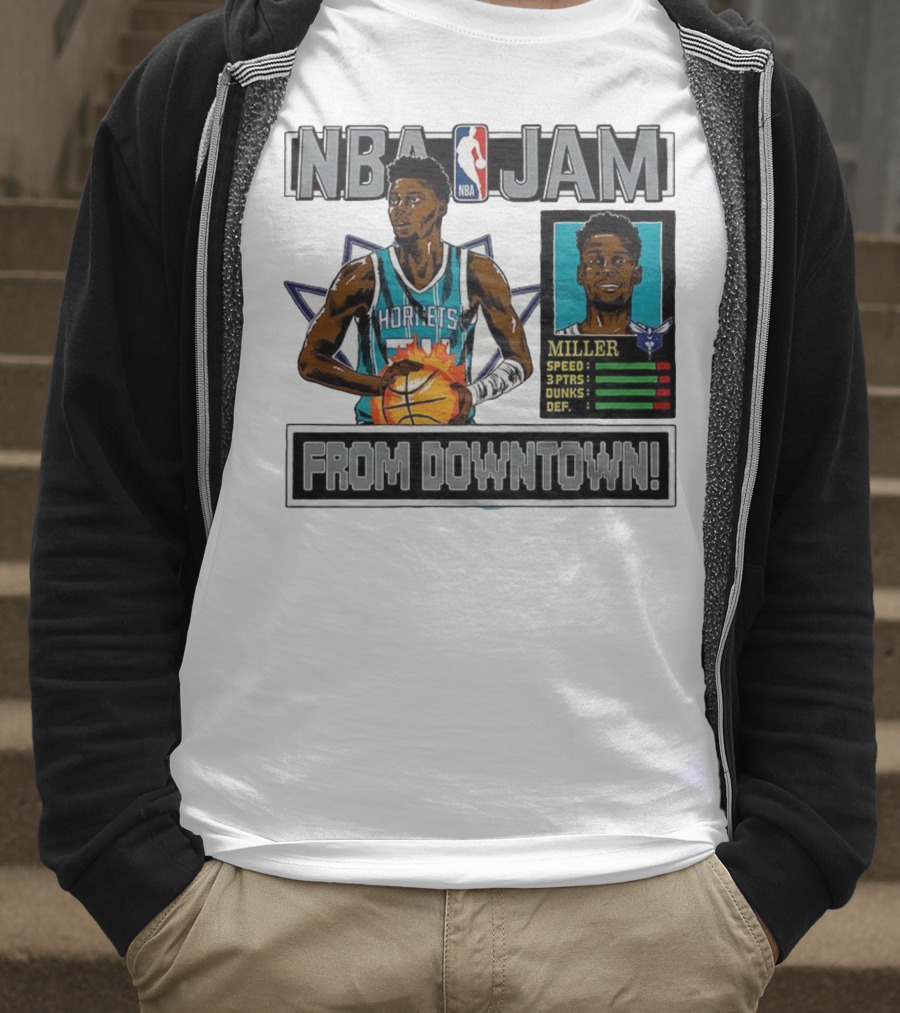 NBA Jam Brandon Miller Charlotte Hornets From Downtown Classic Video Game T-Shirt