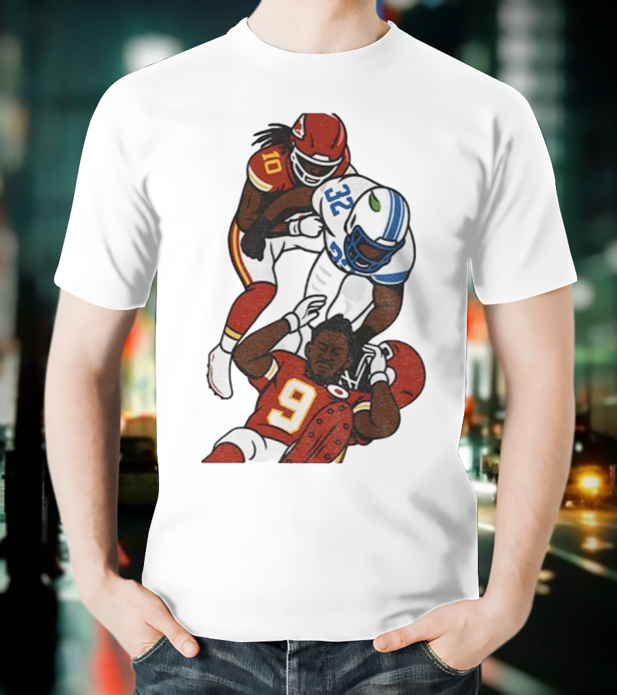 Brian Branch Tackle On Juju Smith-Schuster Detroit Lions Chiefs Football Art T-Shirt