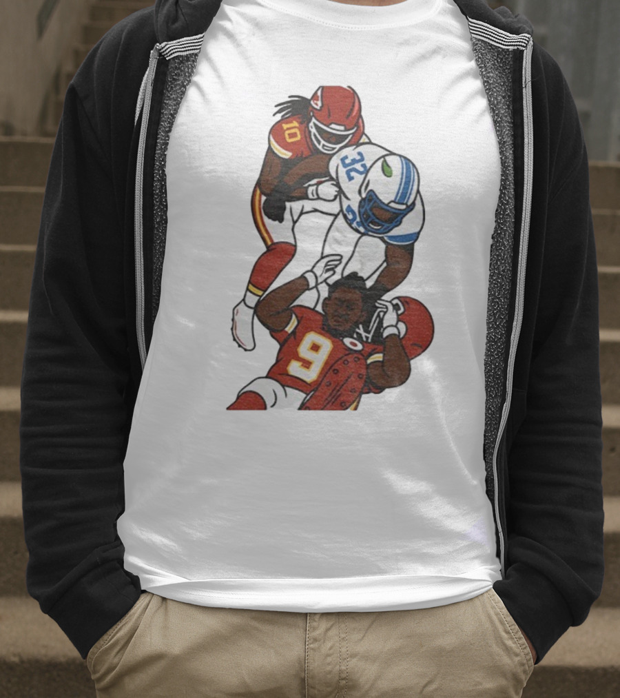 Brian Branch Tackle On Juju Smith-Schuster Detroit Lions Chiefs Football Art T-Shirt