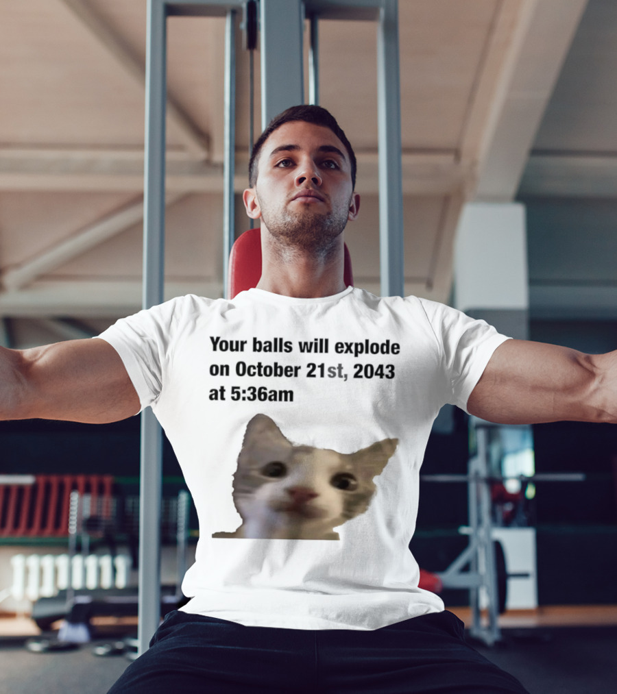 Cat Your Balls Will Explode October 21st 2043 At 5 36am T-Shirt