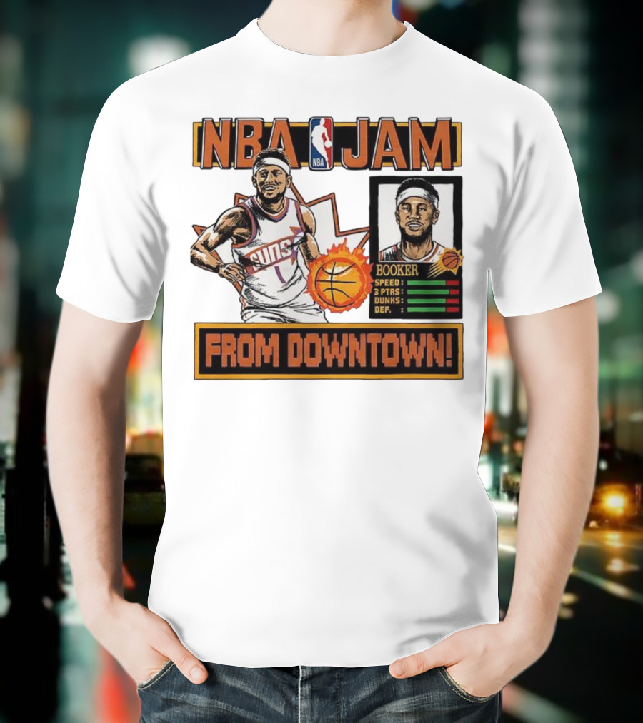 NBA Jam Devin Booker Suns From Downtown Classic Video Game T-Shirt