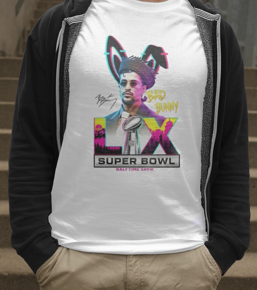 Bad Bunny Super Bowl LVI Halftime Show Signature NFL Icon T-Shirt