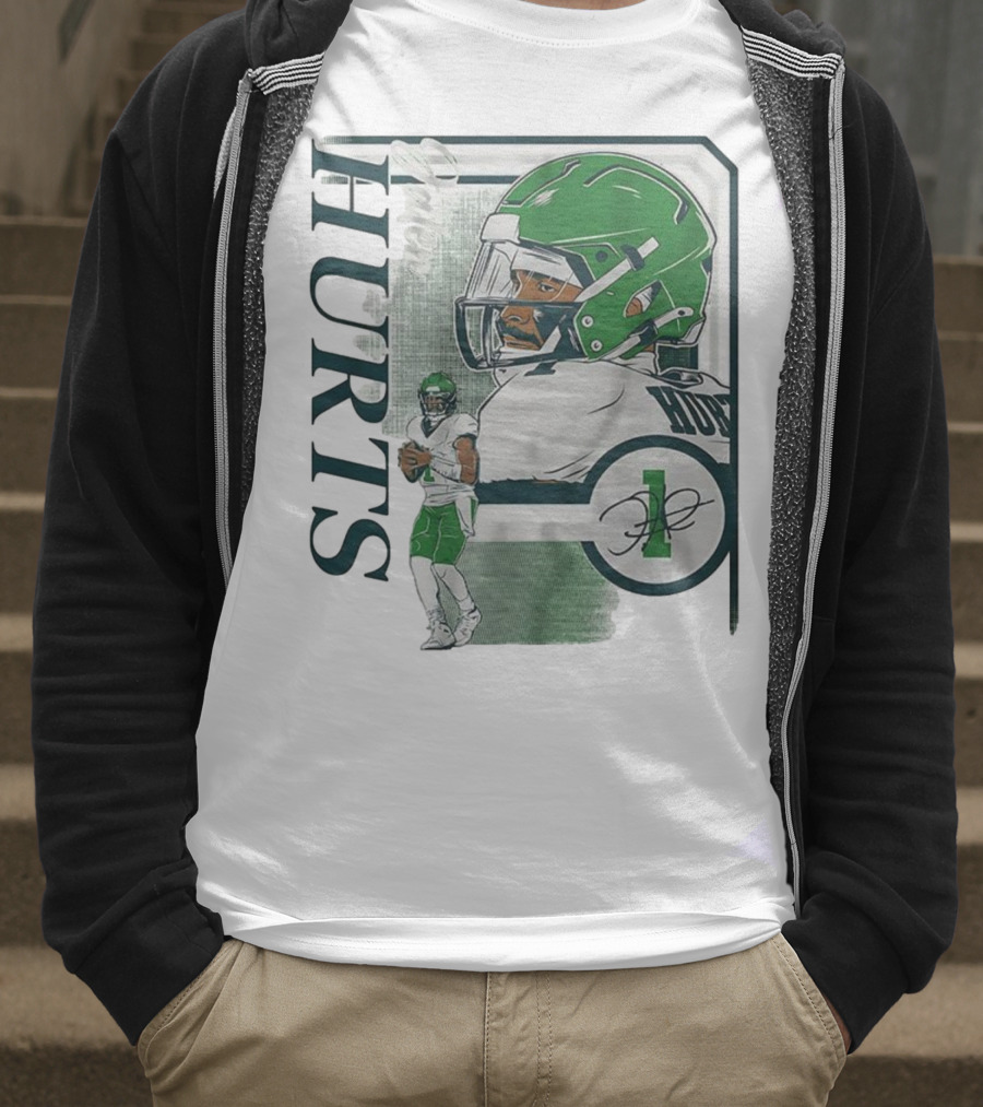 Jalen Hurts Philadelphia Eagles Football Collage Frame Signature HURTS 1 T-Shirt