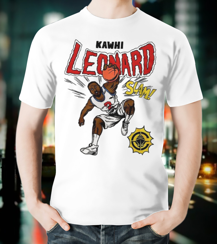 Kawhi Leonard Clippers Slam Comic Book Style Dunk Action T-Shirt