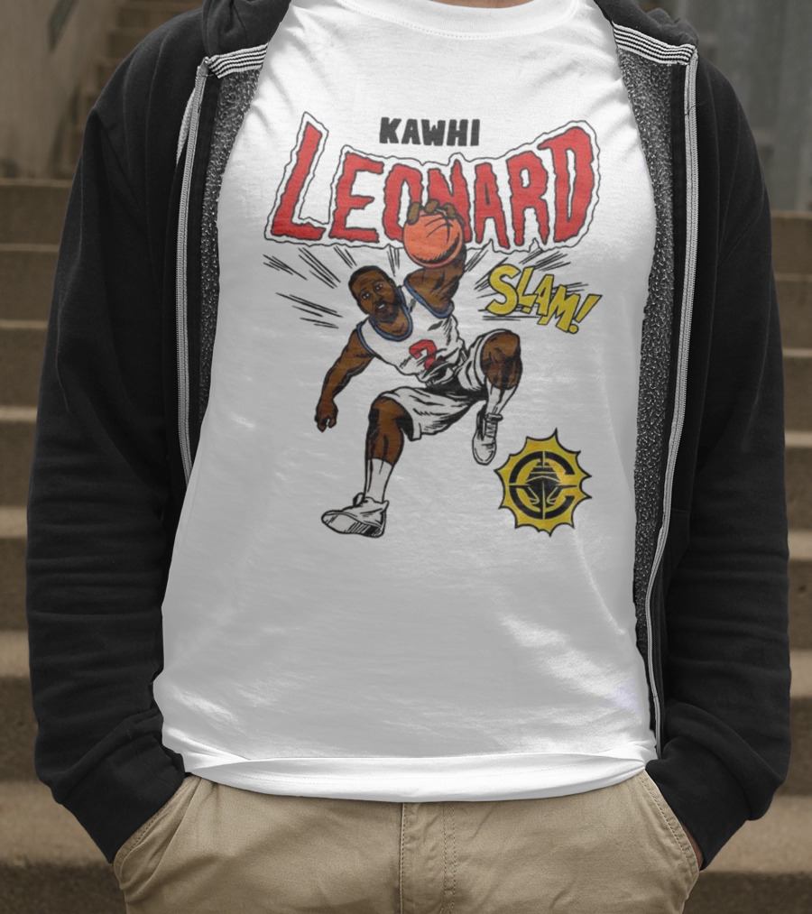 Kawhi Leonard Clippers Slam Comic Book Style Dunk Action T-Shirt
