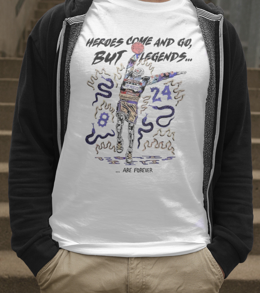Kobe Bryant Colorful Basketball Art Heroes Come And Go But Legends Are Forever 8 24 T-Shirt