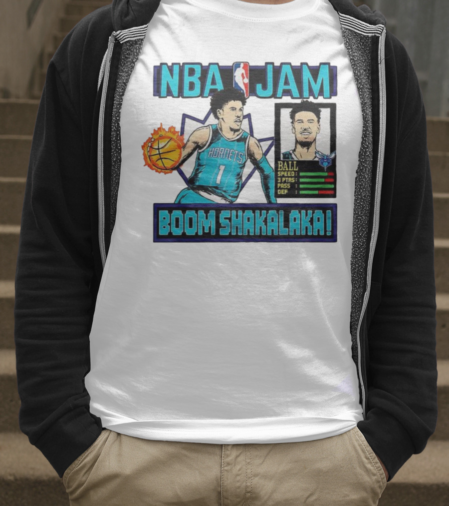 NBA Jam LaMelo Ball Charlotte Hornets Boom Shakalaka Classic Video Game T-Shirt