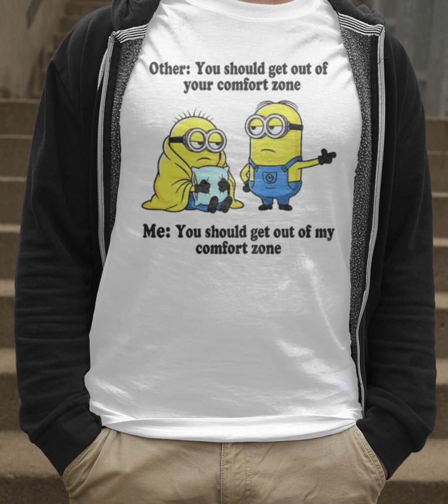 Minion Comfort Zone Quote With Blanket And Pajamas T-Shirt