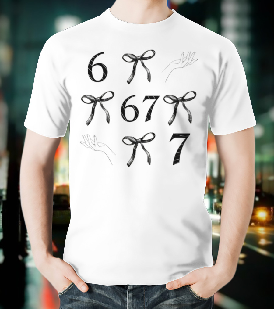 Six Seven 67 Bow Pattern Meme T-Shirt